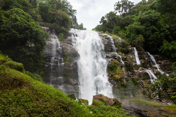 Wachirathan Waterfall in Doi Inthanon National Park. Nature of North Thailand.