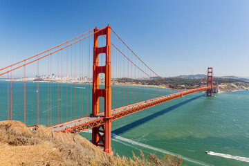 Sunny view of The Golden Gate Bridge