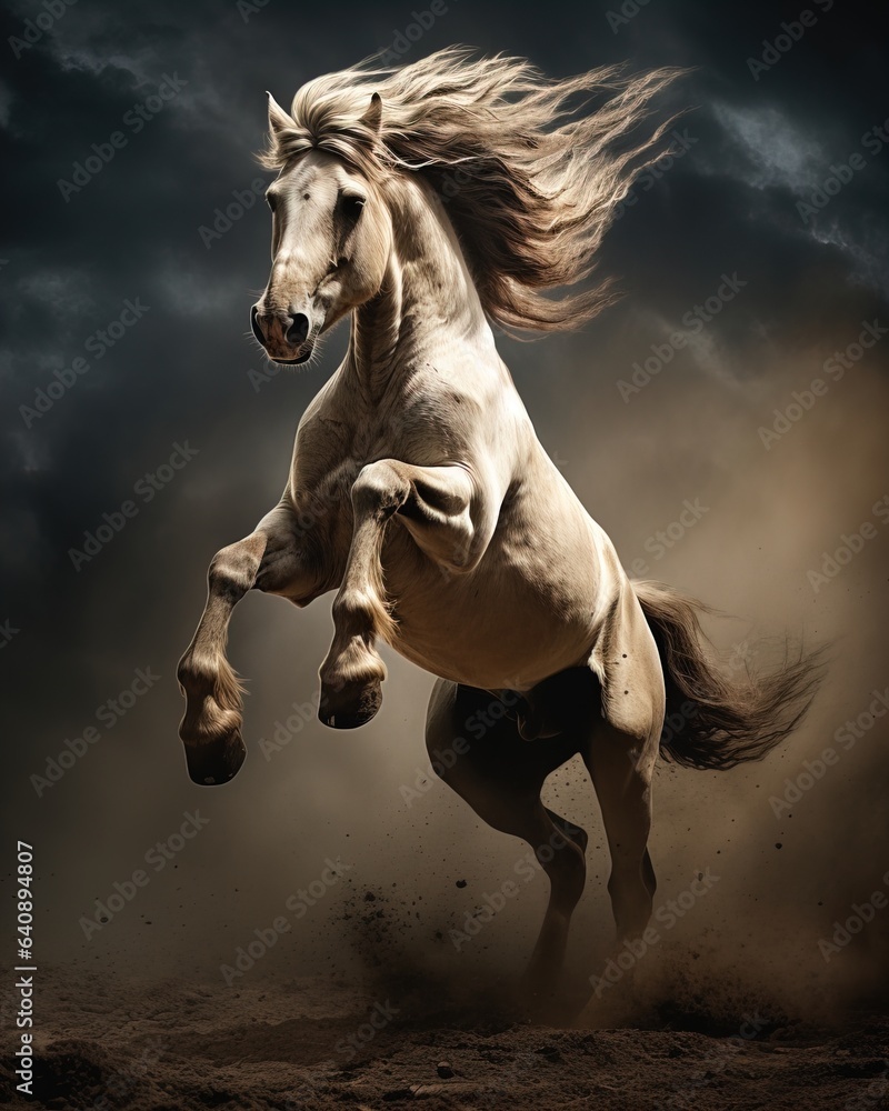 Poster Beautiful horse reared up