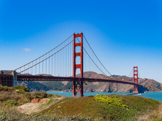 Sunny view of The Golden Gate Bridge
