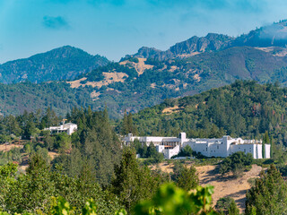 Sunny exterior view of Sterling Vineyards