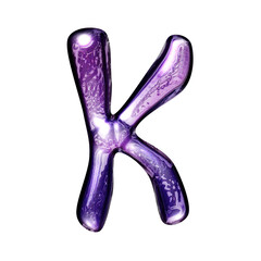K y2k alphabet with liquid dark purple chrome effect