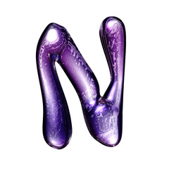 N y2k alphabet with liquid dark purple chrome effect