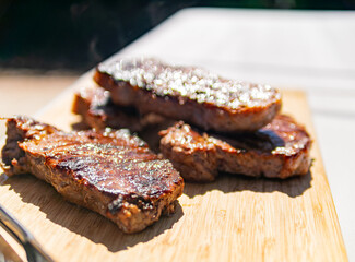 Fototapeta na wymiar Close up shot of delicious grill steak