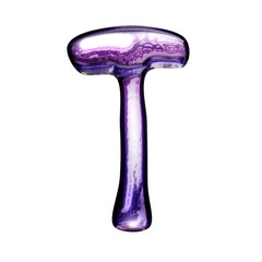 T y2k alphabet with liquid dark purple chrome effect