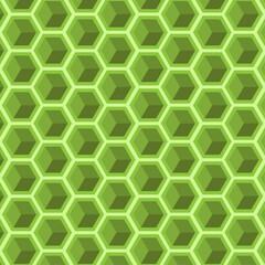 Green hexagon cubes geometric 3d vector minimlist seamless pattern minimal