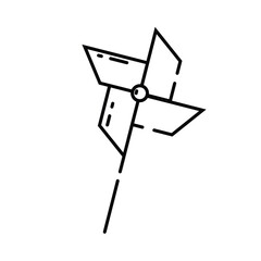 Isolated flat origami windmill toy sketch icon Vector