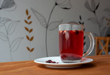 Red berry tissana en tasa de cristal 