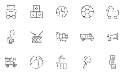 Set of different flat toy icons Vector