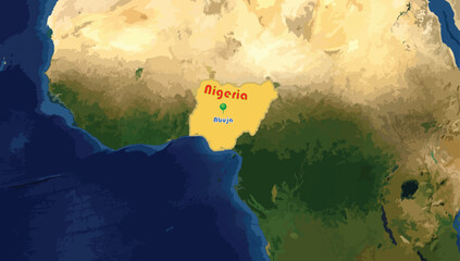 The Niger map and Niamey, its capital city on the world background. This western African country is landlocked. It is famous for the Air, Tenere Natural Reserves, the largest protected area in Africa - Powered by Adobe