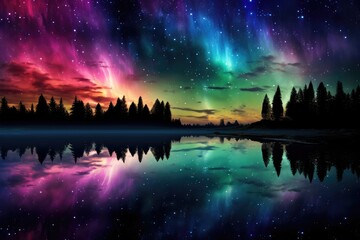 The Colors of the night sky. Aurora like rainbow