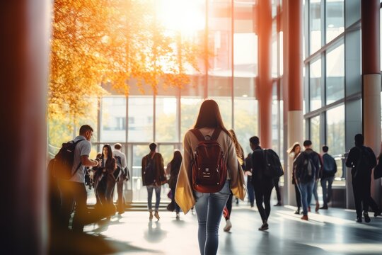 Students walking to class in a university or college
