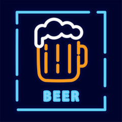 Colored pub neon poster with a beer Vector