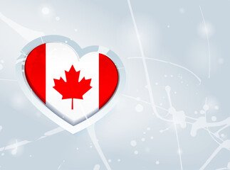 Canada Flag in the form of a 3D heart and abstract paint spots background - 640919413