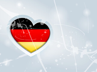 Germany Flag in the form of a 3D heart and abstract paint spots background - 640920297