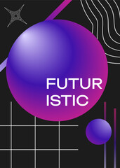 Futuristic Poster. Space Cyberpank Lofi. Vector Illustration