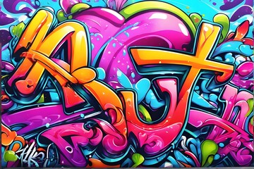 Graffiti Background, Graffiti Wallpaper, Graffiti Pattern, Street art background, graffiti art, graffiti Design, Graffiti Paint, AI Generative - obrazy, fototapety, plakaty