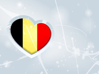 Belgium Flag in the form of a 3D heart and abstract paint spots background - 640924241