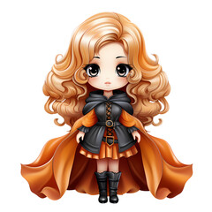 Cute Halloween Princess Clipart Illustration