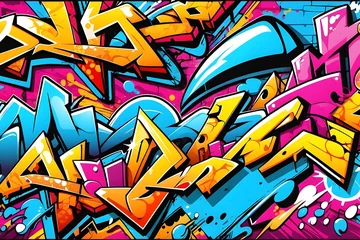 Fotobehang Graffiti Wallpaper, Graffiti Background, Graffiti Pattern, Street art background, graffiti art, graffiti Design, Graffiti Paint, AI Generative © Forhadx5