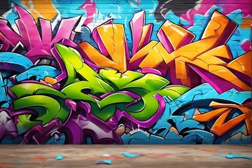 Foto op Plexiglas Street Graffiti Background, Street Graffiti Wallpaper, Graffiti Pattern, Graffiti Wall background, Graffiti Street Art, Graffiti Paint on Street Wall, AI Generative © Forhadx5
