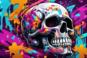 Skull Graffiti Background, Skull Graffiti Wallpaper, Skull Graffiti Pattern, Graffiti background, Graffiti Art, Graffiti Wallpaper, AI Generative