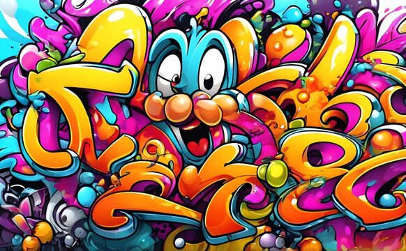 Cartoon Graffiti Wallpaper, Cartoon Graffiti Background, Cartoon Graffiti Pattern, Cartoon Character Graffiti background, Cartoon Character Graffiti Art, Graffiti Background, AI Generative