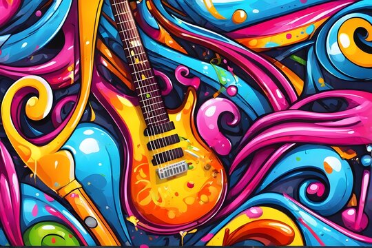 Music Graffiti Wallpaper, Graffiti Background, Music Graffiti Pattern, Music Graffiti background, Music Graffiti Art, Music Graffiti Paint, AI Generative