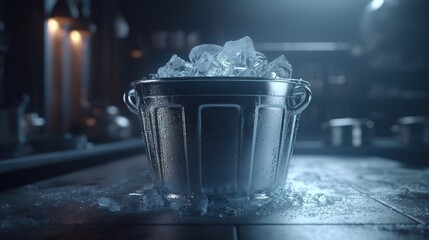 Silver ice bucket Ai Generate - obrazy, fototapety, plakaty