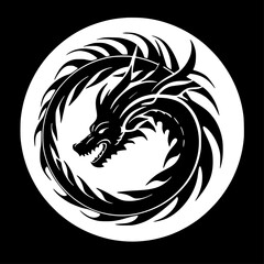 Dragon | Black and White Vector illustration