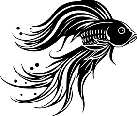 Fish - Black and White Isolated Icon - Vector illustration