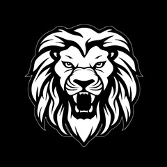 Lion - Black and White Isolated Icon - Vector illustration