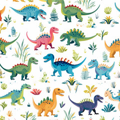 Watercolor Dinosaur Pattern