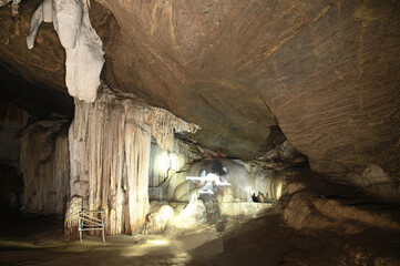 Stalagmites and stalactites inside the beautiful Phu Wai cave.