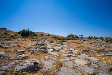 Fototapeta na wymiar Ruins in the ancient city of Hattusa. Hattusas was the capital of the Hittite Empire in the late Bronze Age.