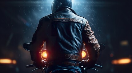 A person in a leather jacket riding a motorcycle (ai) Ai Generate - obrazy, fototapety, plakaty