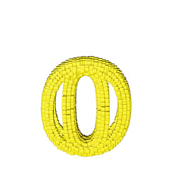 Symbol made of yellow cubes. letter o