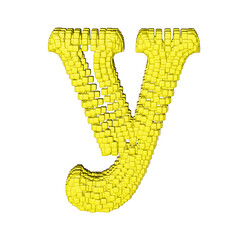 Symbol made of yellow cubes. letter y