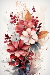 A soft pink floral background illustration. Generative AI. 