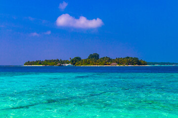 Kuramathi Maldives tropical paradise island view from Rasdhoo Maldives.