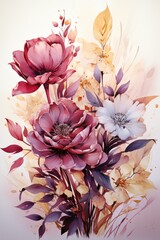 A soft pink floral background illustration. Generative AI. 