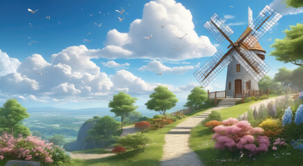 Renewable Energy: Wind Turbine Harnessing Nature's Power at Sunset