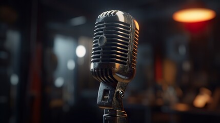 A vintage microphone for a live radio broadcast (ai) Ai Generate