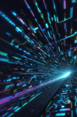 Obraz premium A Modern neon digital abstract of network digital storages.