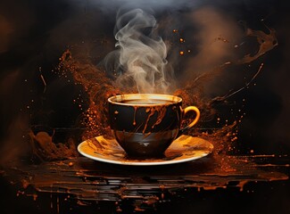 Cartoonized Shot of a Cup of Coffee.