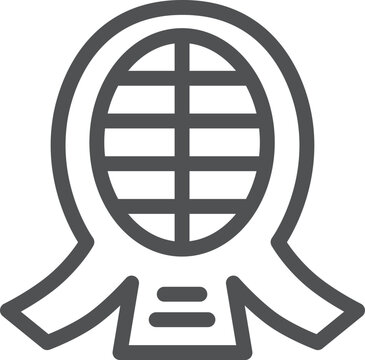 recommend clip art: シンプルなスポーツ用品の線画単品アイコン　剣道　防具