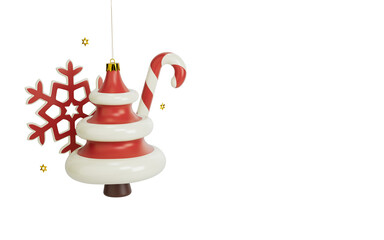 New year or christmas greeting card 3D illustration with copu space for text. Transparent background