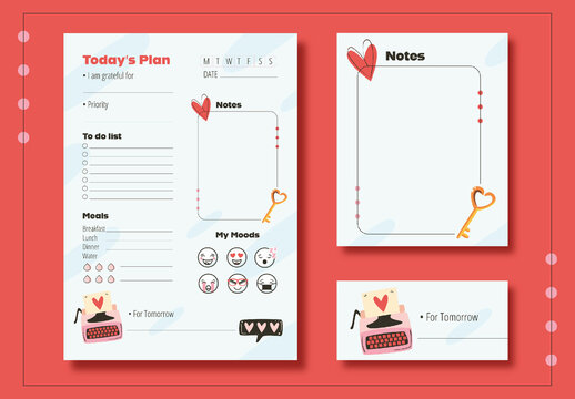 Cute Minimalist Daily Planner and Mood Tracker Template