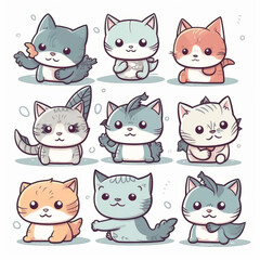 Cute Chibi Clip Art Cats 4k