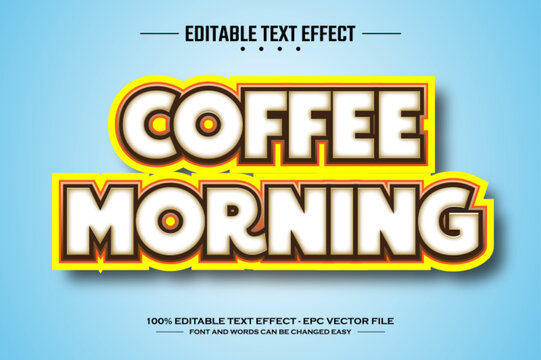Coffee morning 3D editable text effect template